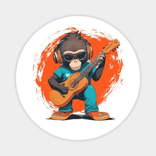 monkey play guitar Magnet